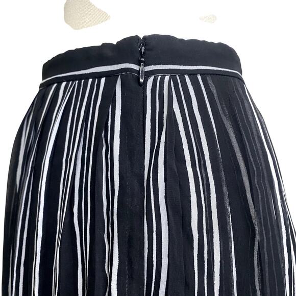 Gothic Sheer Stripe Pleated Emo Beetlejuice Midi Skirt - Picture 6 of 9